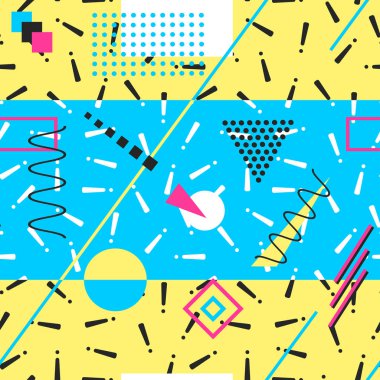 Retro memphis desen - kesintisiz renk arka plan. Moda 80-90'lı yılların.