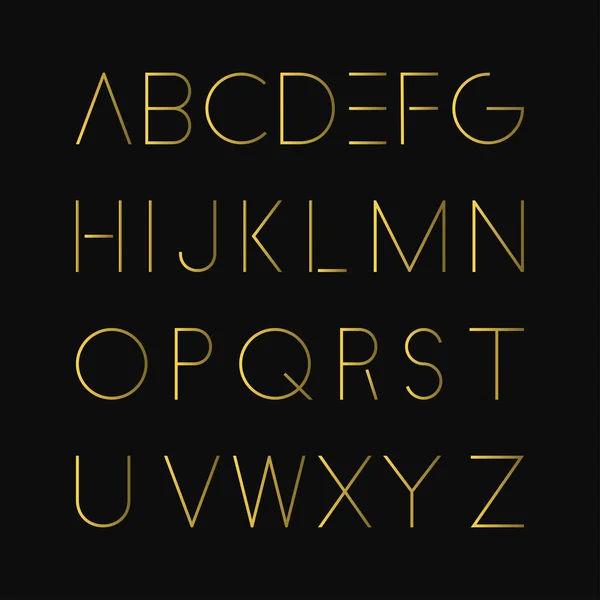 Gold minimalistic font. Luxury english alphabet. — Stock Vector