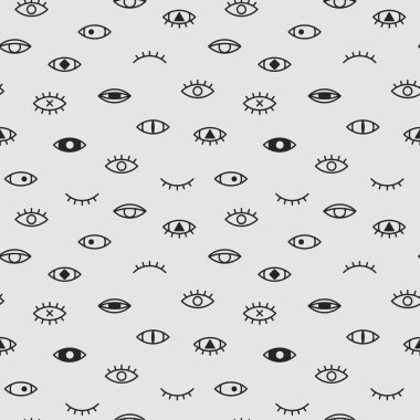 Gözleri Dikişsiz desen vektör. Memphis fshion tarzı 80-90'lı yılların.