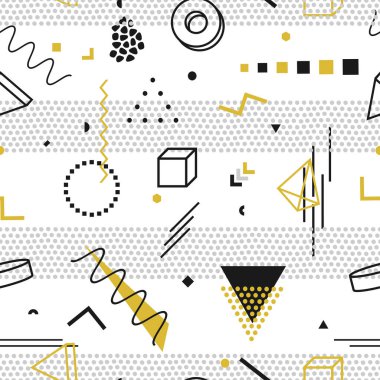 Memphis seamless modeli - geometrik Mozaik şekiller. Moda 80-90'lı yılların.