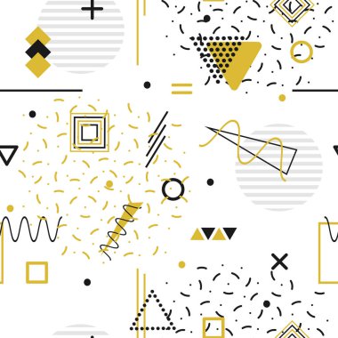 Memphis seamless modeli - geometrik Mozaik şekiller. Moda 80-90'lı yılların.