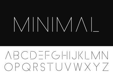 İnce minimalist yazı tipi. Zarif İngilizce alfabe.