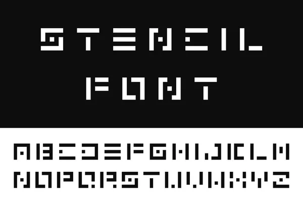 簡単なステンシルのフォントです。ベクトル英語のアルファベット。デジタル文字. — ストックベクタ
