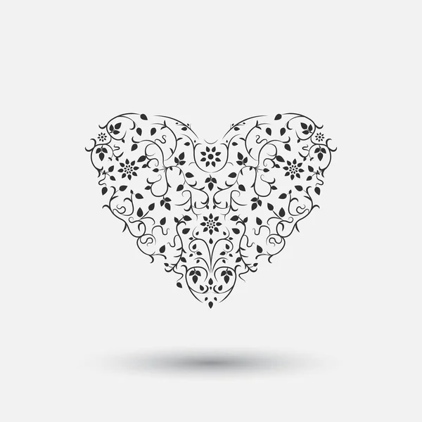 Díszítő szív - virág rajzolatú. — Stock Vector