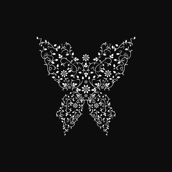 観賞用の蝶の標識です。花のデザイン. — ストックベクタ