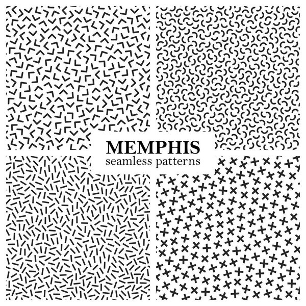 Collection of memphis seamless patterns. Fashion design 80-90s.