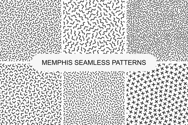 Collection of retro memphis seamless patterns. Fashion design 80-90s.