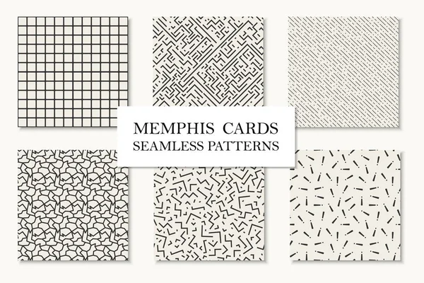 Kolekce bezešvé memphis geometrické vzory, karty. Módní Retro styl 80-90-tých let. — Stockový vektor