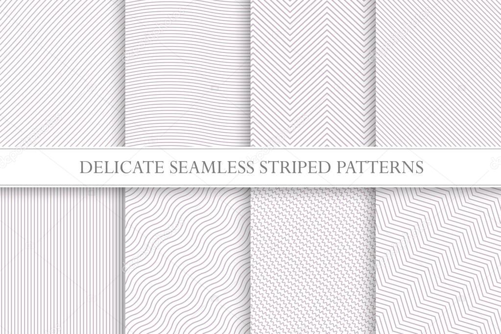 Delicate seamless striped patterns. Fabric textures. Tileable swatches.