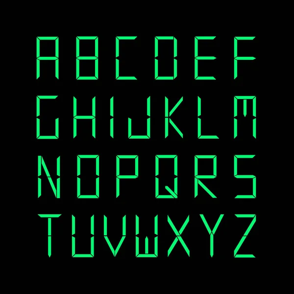 Цифровий англійський алфавіт. Зелений шрифт — стоковий вектор