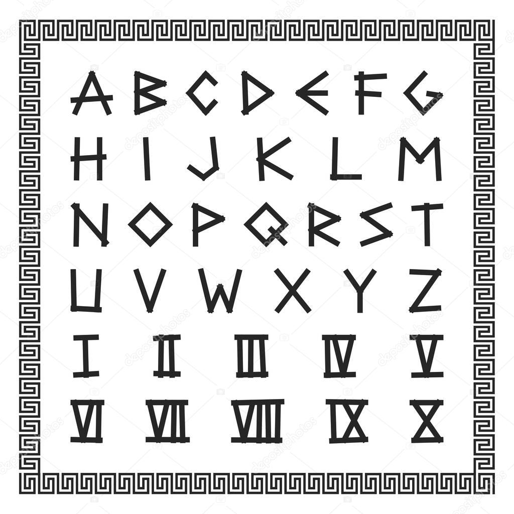 Imágenes: letras estilo griego | Fuente griega. Alfabeto vectorial