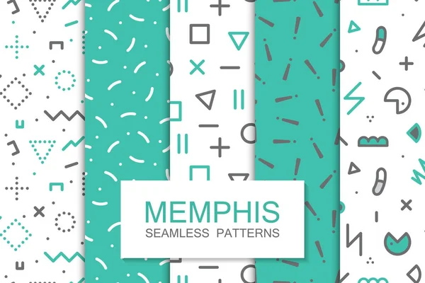 Coleção de padrões de memphis de amostras - sem costura. Moda 80-90 . — Vetor de Stock