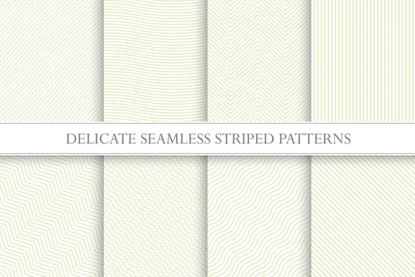 Delicados patrones de rayas sin costura. Texturas de tela. Muestras inclinables — Archivo Imágenes Vectoriales