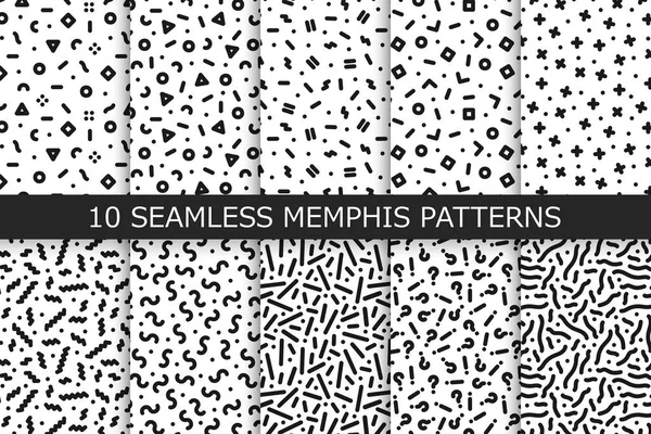 유행의 원활한 패턴-멤피스 디자인의 컬렉션입니다. 80-90 년대 패션입니다. 흑인과 백인 모자이크 텍스처. — 스톡 벡터