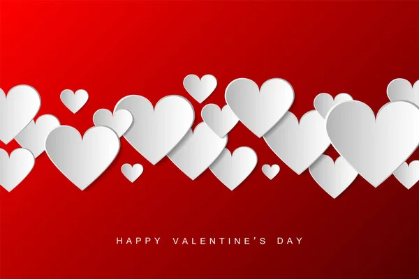 白い crative 紙折り紙の心に幸せなバレンタインデー背景。グリーティング カード、ポスター、パンフレット、カバー — ストックベクタ