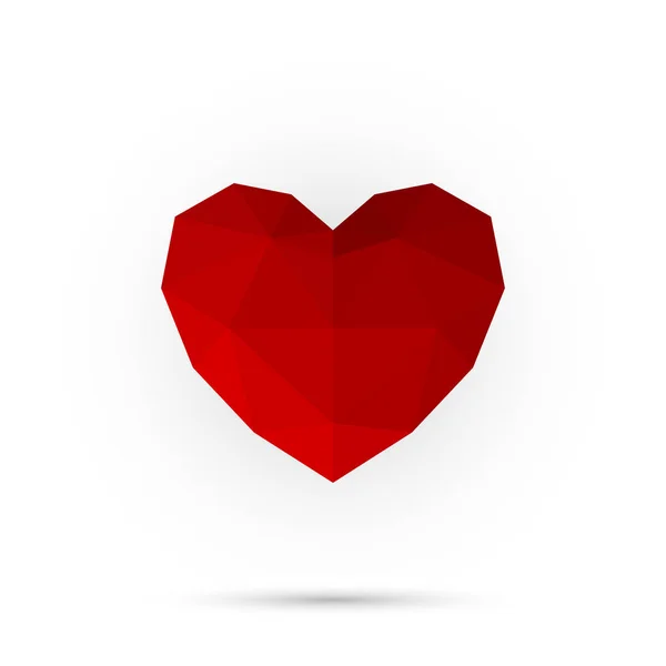 Corazón de polígono rojo. Feliz día de San Valentín. Forma abstracta 3d para su diseño — Vector de stock