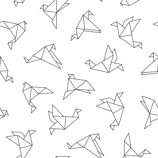 Vektor vzor bezešvé s origami ptáků. Abstraktní pozadí tvůrčí — Stockový vektor