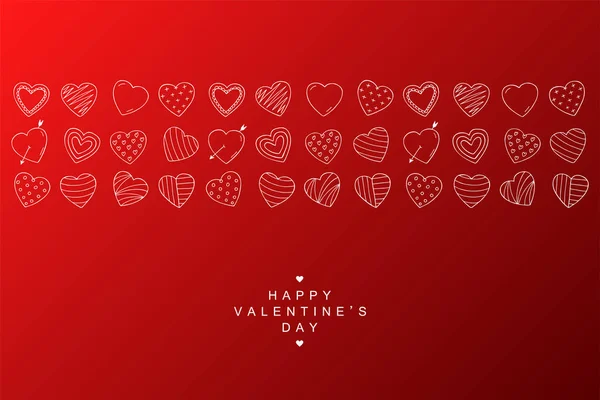 Joyeux fond de Saint-Valentin avec des cœurs créatifs doodle. Affiche, carte, dépliants, couverture — Image vectorielle