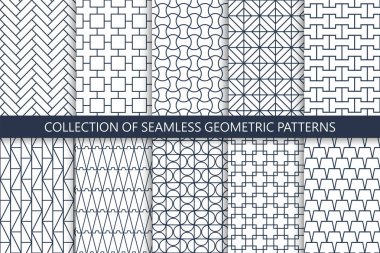 Kesintisiz geometrik desenler - süs vektör arka planlar topluluğu