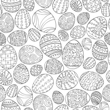 Vektör Dikişsiz Paskalya desen doodle tarzı. Çizilmiş tatil arka plan - dekoratif tasarım el