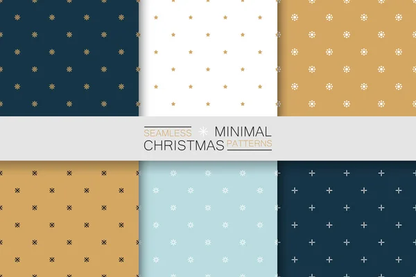 Coleção de padrões de Natal sem costura - design minimalista. Fundos coloridos simples — Vetor de Stock