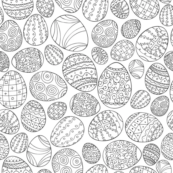 Vector seamless easter pattern in doodle style. Hand drawn holiday background - ornamental design — Stock Vector
