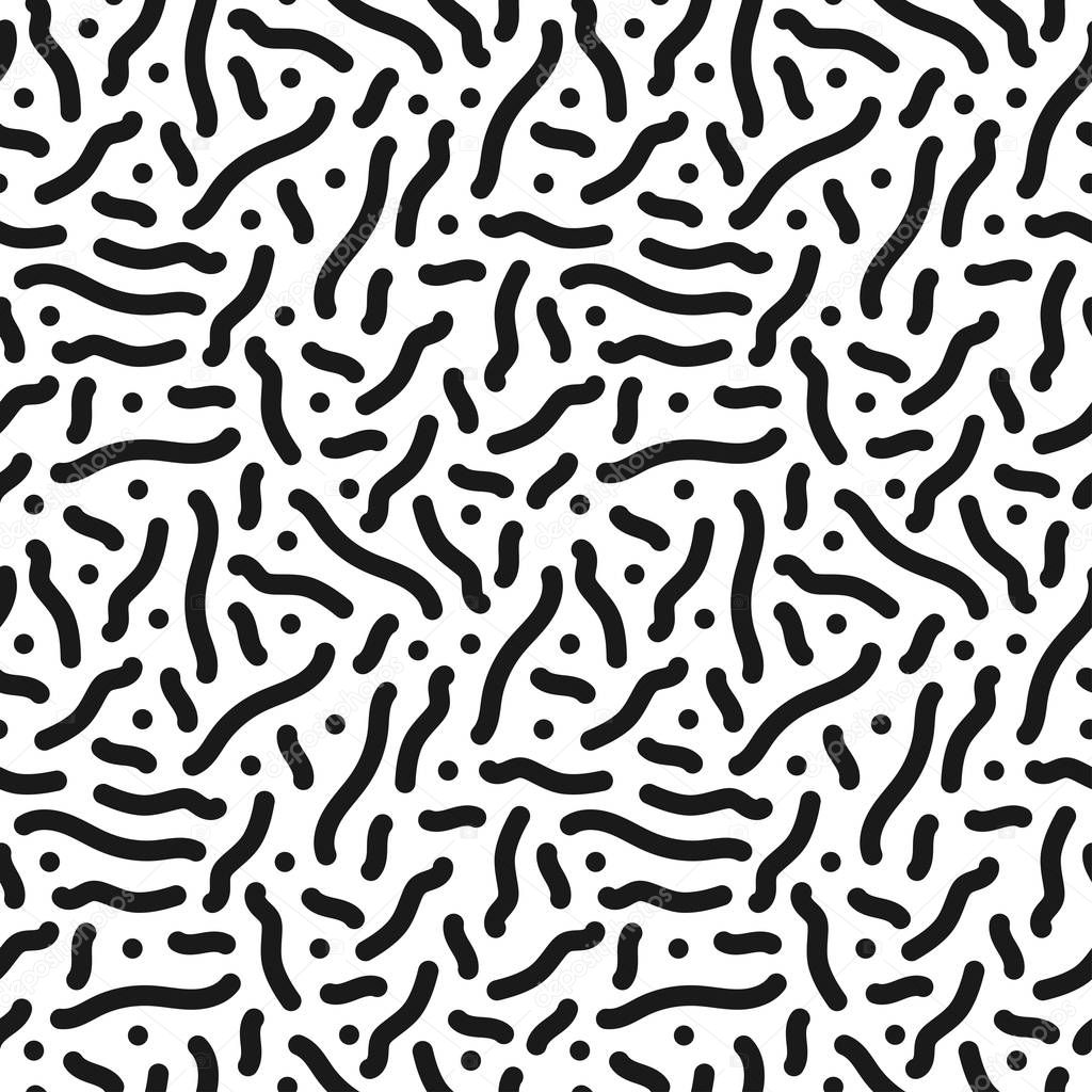 Seamless pattern - memphis background. Fashion 80-90s. Black and white mosaic texture