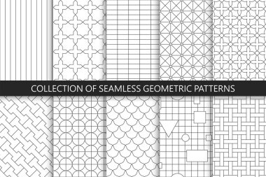 Kesintisiz geometrik desenler topluluğu. Basit vektör arka planlar