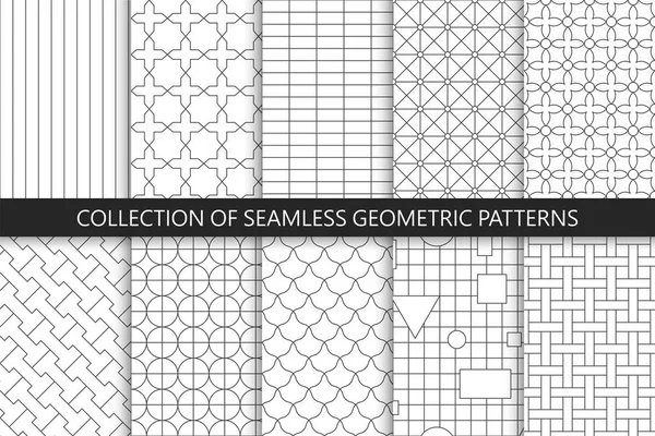 Sammlung nahtloser geometrischer Muster. einfache Vektorhintergründe — Stockvektor