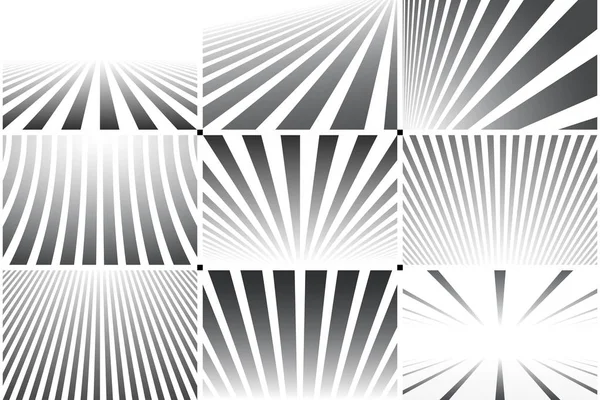 Sammlung abstrakter gestreifter Hintergründe. Schwarz-weiße Muster — Stockvektor