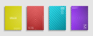 Vektör parlak çağdaş şablon koleksiyonu, posterler, afişler, afişler, broşürler, afişler, el ilanları, arka planlar vs. Renkli gradyan çizgili kapaklar - moda geometrik canlı tasarım
