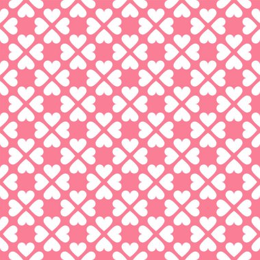 Pembe kalpleri olan vektörsüz geometrik desen. Güzel geçmiş - Sevgililer Günü Tasarımı