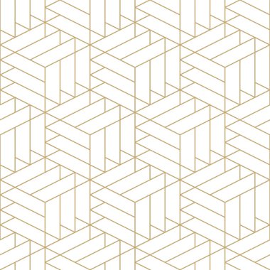 Soyut dikişsiz süslemeli altın desen - geometrik tasarım. Vektör minimalist arkaplan