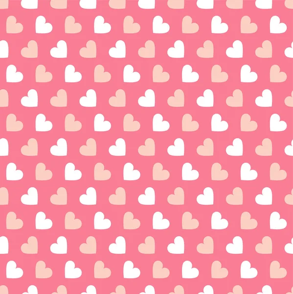 Simple seamless geometric pattern with hearts in pink colors. Cute background - Valentines day design — Stock Vector