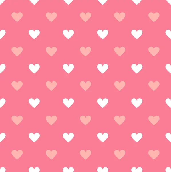 Simple seamless geometric pattern with hearts in pink colors. Cute background - Valentines day design — Stock Vector