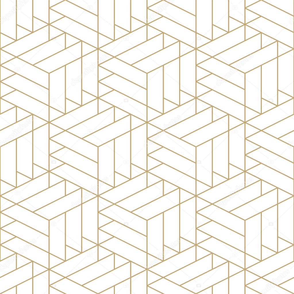 Abstract seamless ornamental gold pattern - geometric design.Vector minimalistic background
