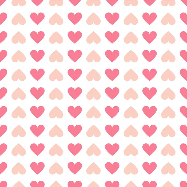 Simple seamless geometric pattern with hearts in pink colors. Cute background - Valentines day design — Stock Vector