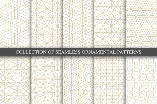 Kusursuz süslemeli geometrik minimalist desenler koleksiyonu. Lüks ve modaya uygun arka planlar. Yaratıcı doğrusal altın dokusu