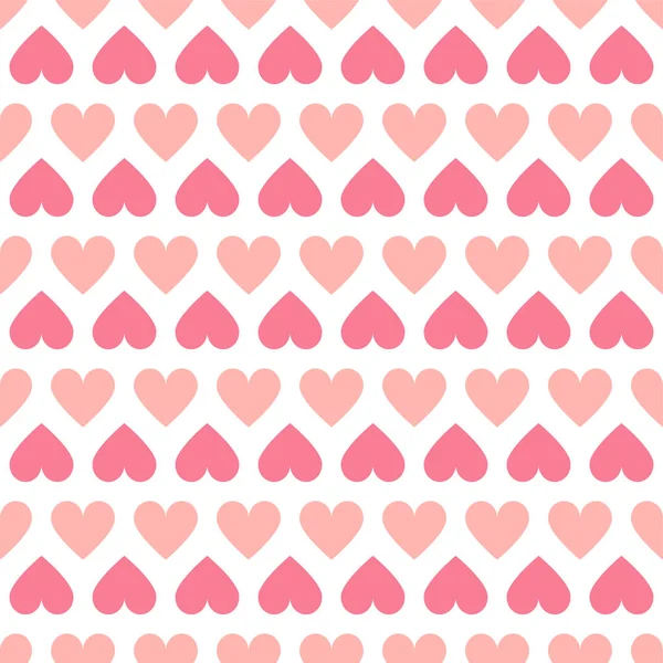 Simple seamless geometric pattern with hearts in pink colors. Cute background - Valentines day design — Stock Vector