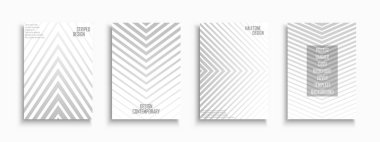 Halftone striped gradient contemporary templates, posters, placards, brochures, banners, flyers, backgrounds and etc. White and gray abstract minimalistic covers