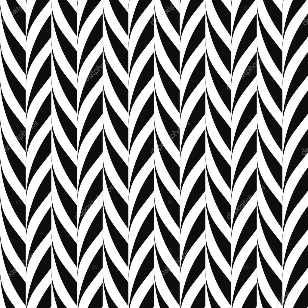 Vector seamless decorative pattern. Weave striped black and white texture. Abstract monochrome background