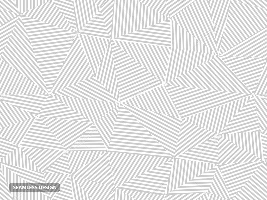 Geometric striped seamless pattern. Light creative design - triangle endless gray and white texture