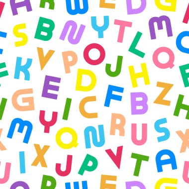 Kalın Latince harflerle renksiz alfabe kalıpları. Brigth çocukları tekrarlanabilir arka plan. Acayip canlı bir iz. Ambalaj kağıdı, tekstil kapağı, duvar kağıdı vs. gibi kullanılabilir.