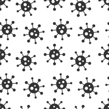 Vektörsüz virüs deseni. Çizgi film siyah beyaz hücre tasarımı. Sanatsal sonsuz bakteri arkaplanı