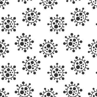 Vektörsüz virüs deseni. Çizgi film siyah beyaz hücre tasarımı. Sanatsal sonsuz bakteri arkaplanı