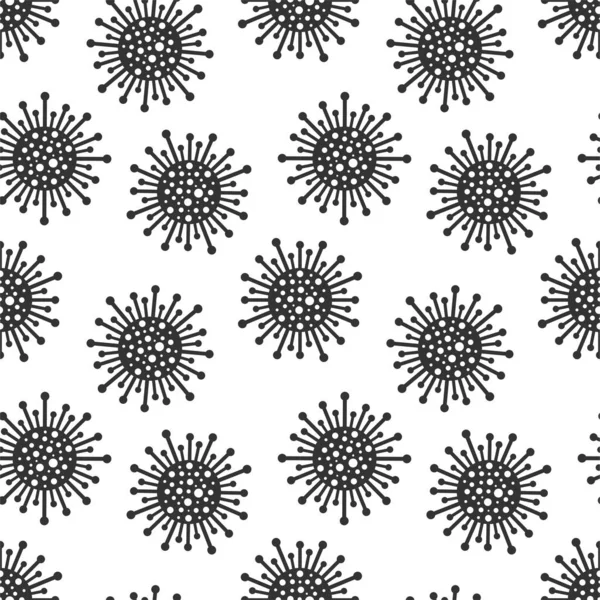 Patrón de virus sin costura vectorial. Dibujos animados de diseño de celdas en blanco y negro. Fondo artístico sin fin de bacterias — Archivo Imágenes Vectoriales