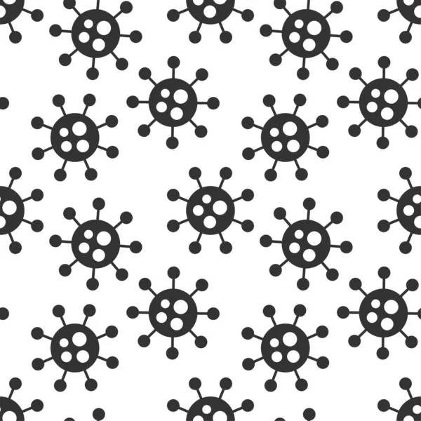 Patrón de virus sin costura vectorial. Dibujos animados de diseño de celdas en blanco y negro. Fondo artístico sin fin de bacterias — Archivo Imágenes Vectoriales
