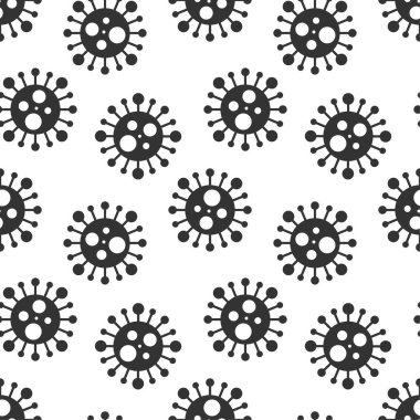 Vektörsüz virüs deseni. Çizgi film siyah beyaz hücre tasarımı. Sanatsal sonsuz bakteri arkaplanı