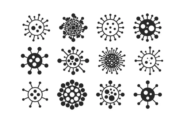 Virussymbolset - Zeichentrickdesign. Vektorbakterien-Symbole. Einfache Zellzeichen. Coronavirus, covid - 19 Kunstwerke — Stockvektor