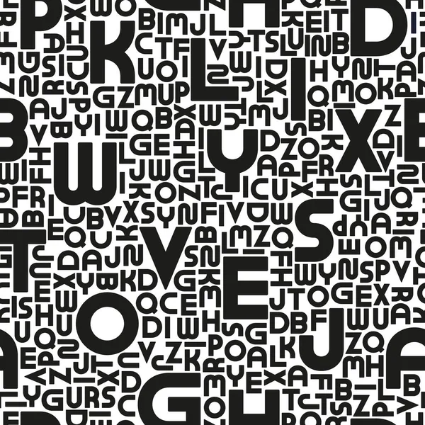 Élégant motif d'alphabet vectoriel sans couture. Mode reproductible fond noir et blanc tendance — Image vectorielle